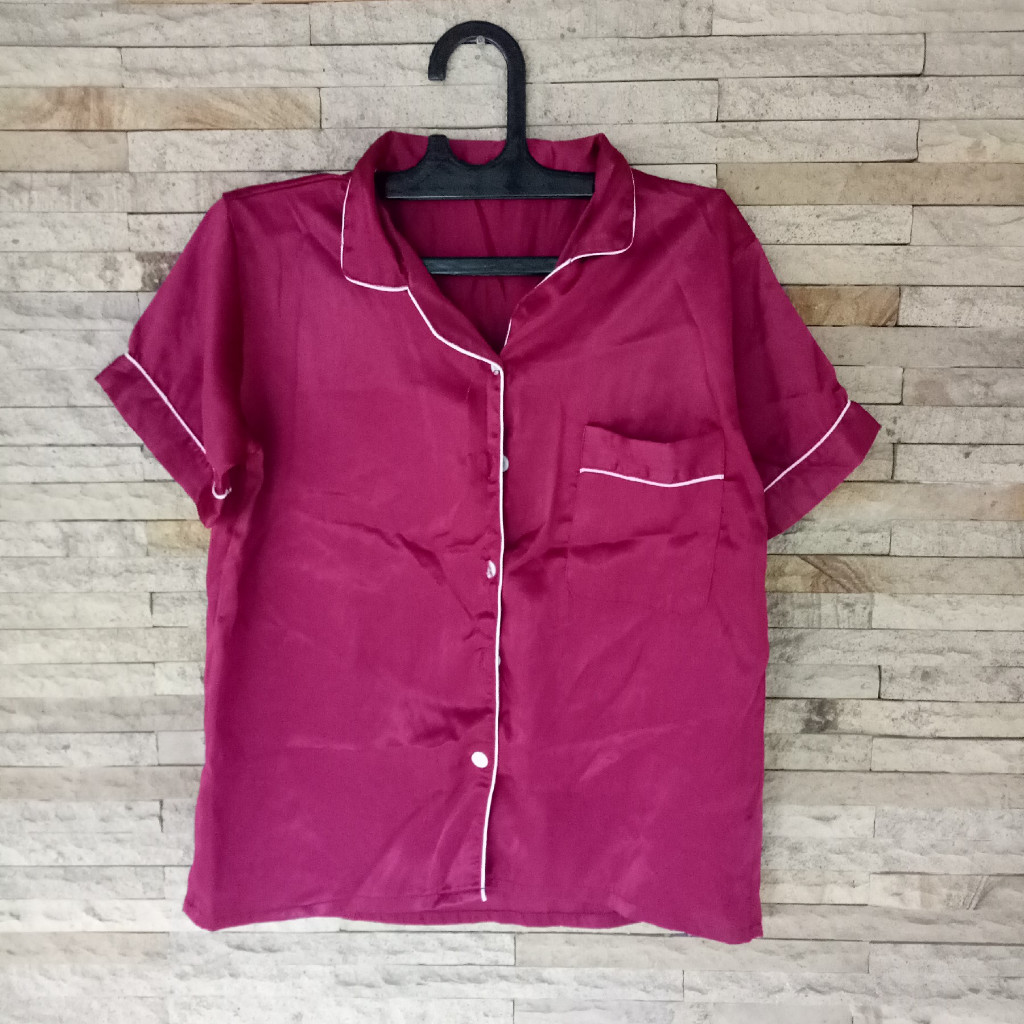 Baju Tidur Maroon Satin Wanita Preloved