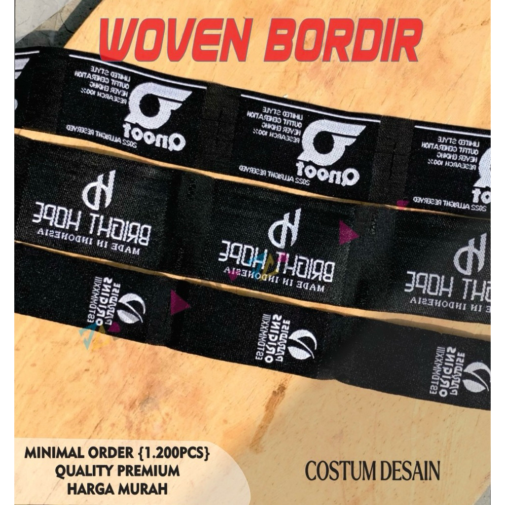 WOVEN BORDIR,Label Baju,Label Pakaian,Aksesoris,Label Rajut,Label Bordir