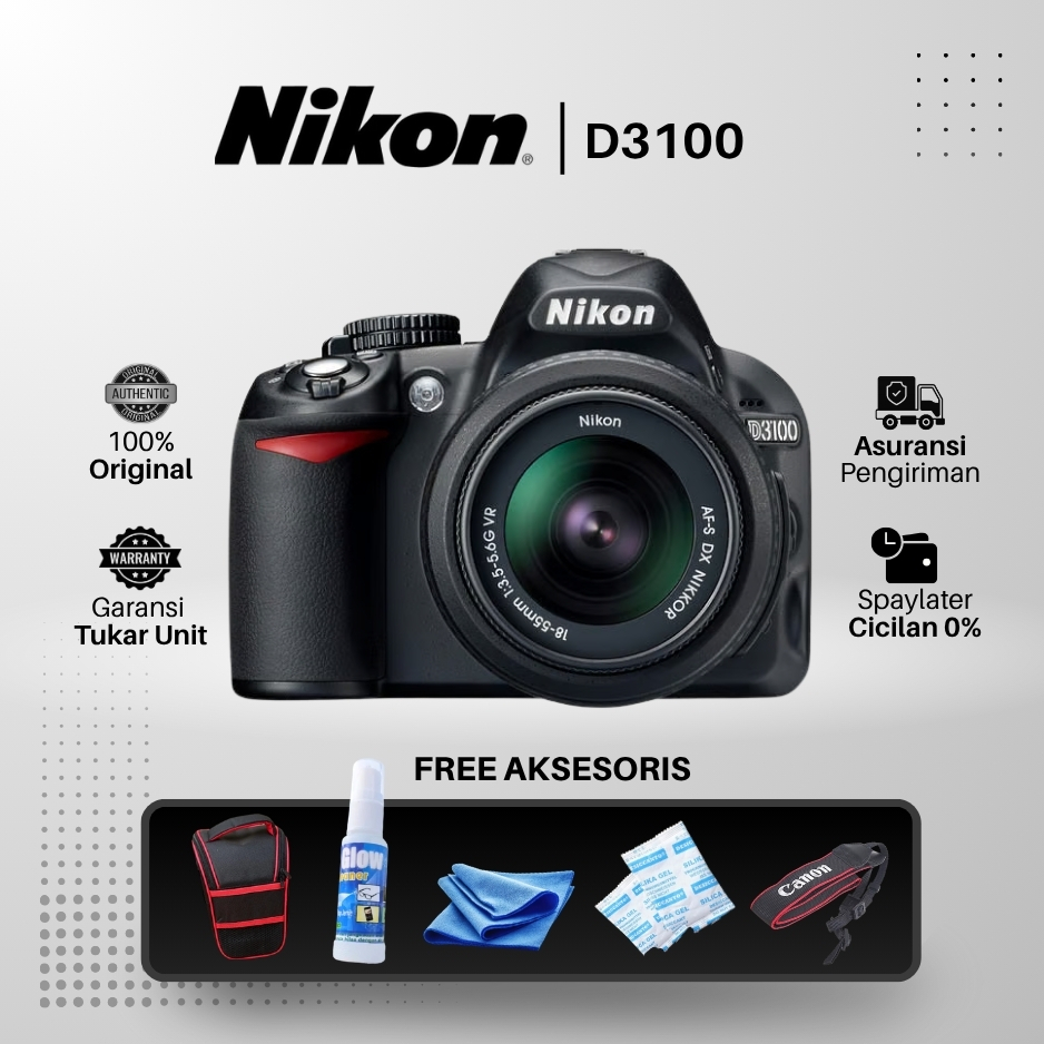 Nikon D3100 Lensa Kit Bisa Video - Mulus Siap Pakai