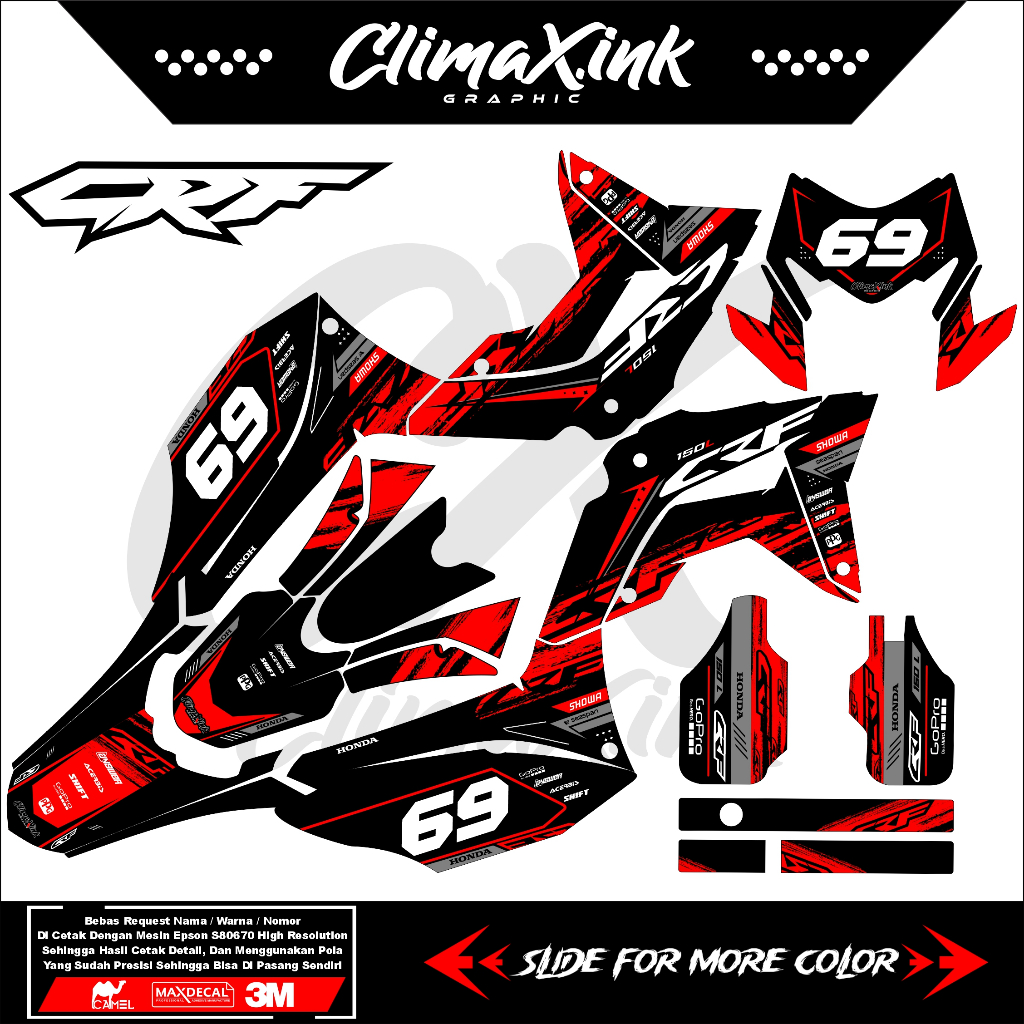 STICKER CRF 150 FULL BODY / DECAL CRF 150 FULL BODY / DECAL CRF BIRU /MERAH HITAM