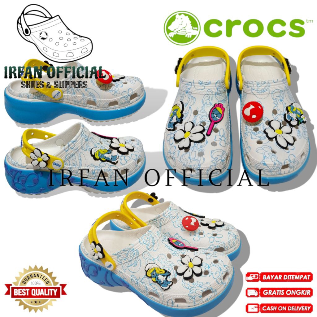 SANDAL CROCS PLATFORM SMURF / SANDAL CROCS / SANSAL PEREMPUAN