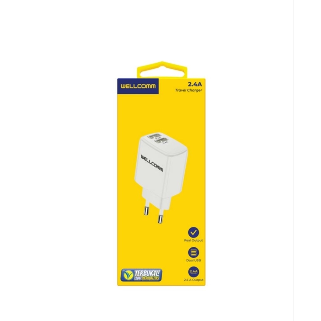 WELLCOMM Single Dual Port USB CHARGER 2.4A x2 5V MICRO TYPE-C