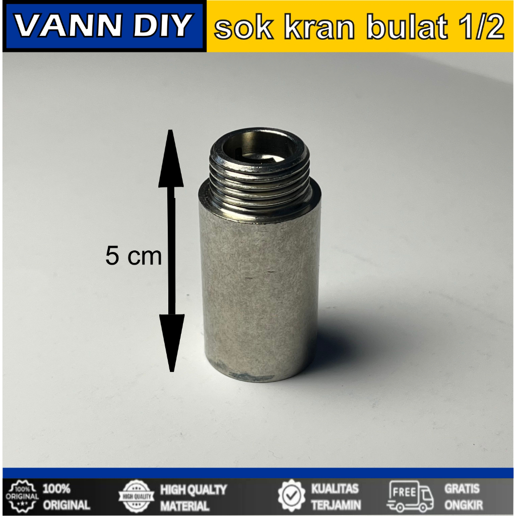 Sok Kran Drat Luar Dalam Bulat 1/2 Inch Panjang 5 cm