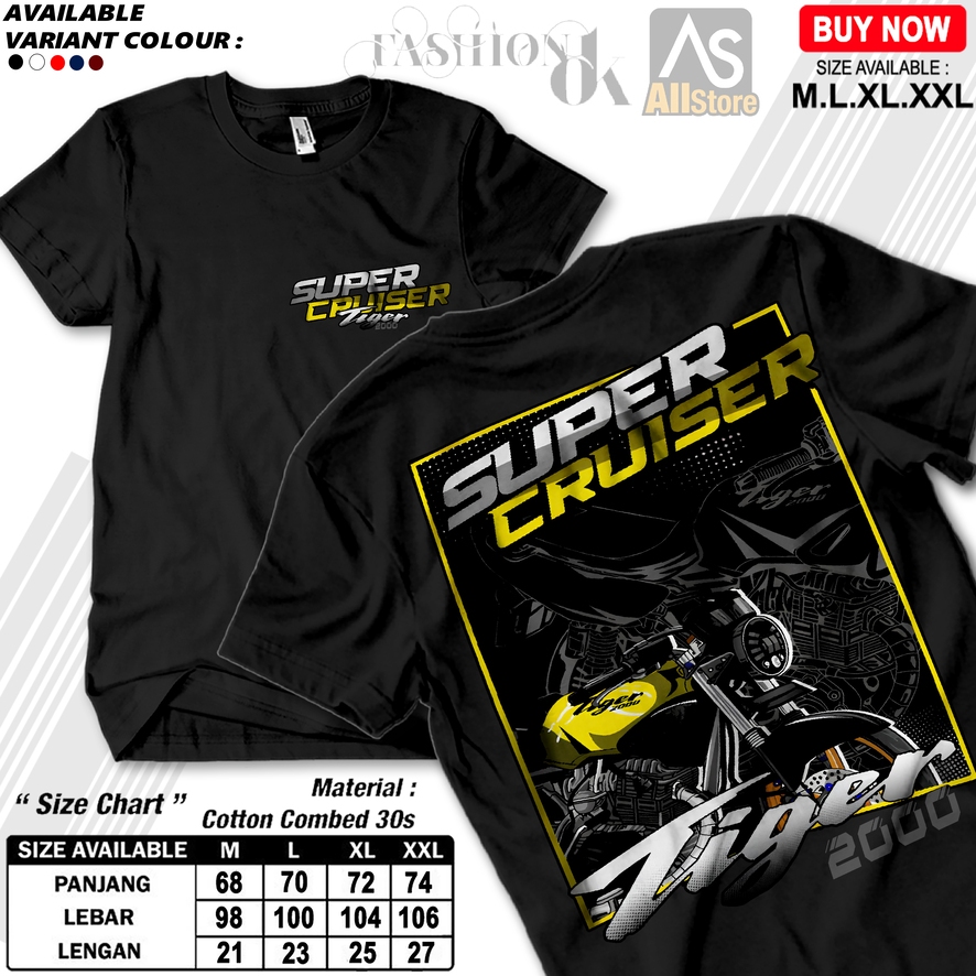 Baju Kaos Atasan Pria Cowok Honda Tiger Gank Lama Tilam Tilas Super Cruiser Supercruiser Herex Herek