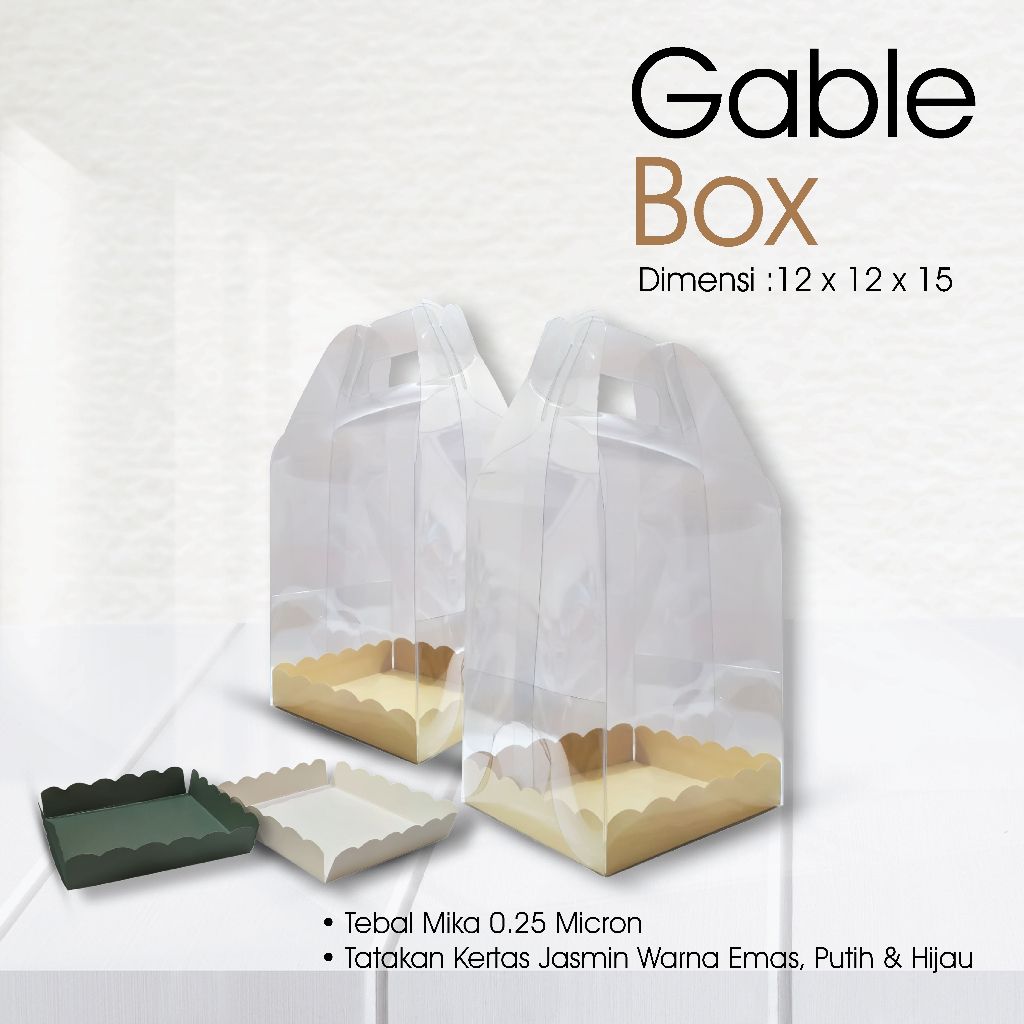 Kotak Mika Kemasan Cake Uk. 12 x 12 x 15 Model Gablebox ( 0.25 )
