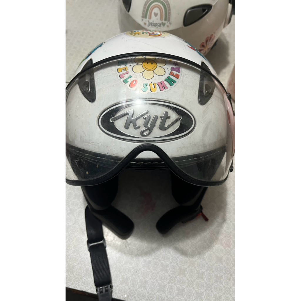 helm kyt half face elsico white