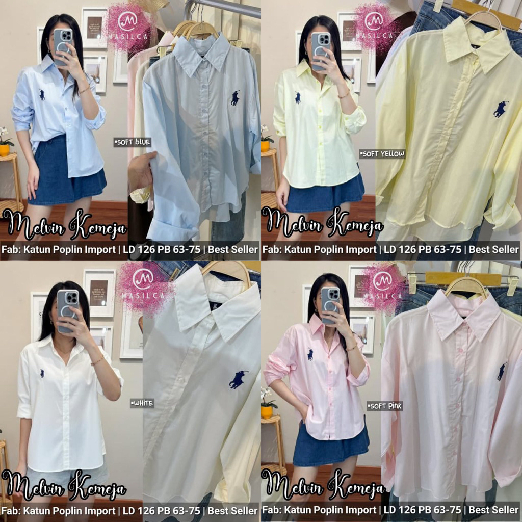 MELVIN AIRI KEMEJA BY MASILCA • SERBA BLOUSE PREMIUM PRINTING COLORFUL FLORAL JUMBO SIZE BY FARZOLLA