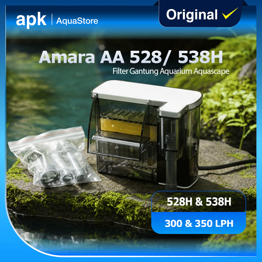 Amara AA 528H / 538K Hang On FIlter Gantung Aquarium Aquascape dengan Media FIlter