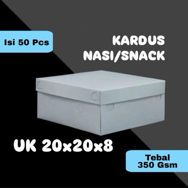DUS NASI DUS KUE UK 20x20x8 || KARDUS NASI TEBAL || KARDUS SNACK PUTIH POLOS ||