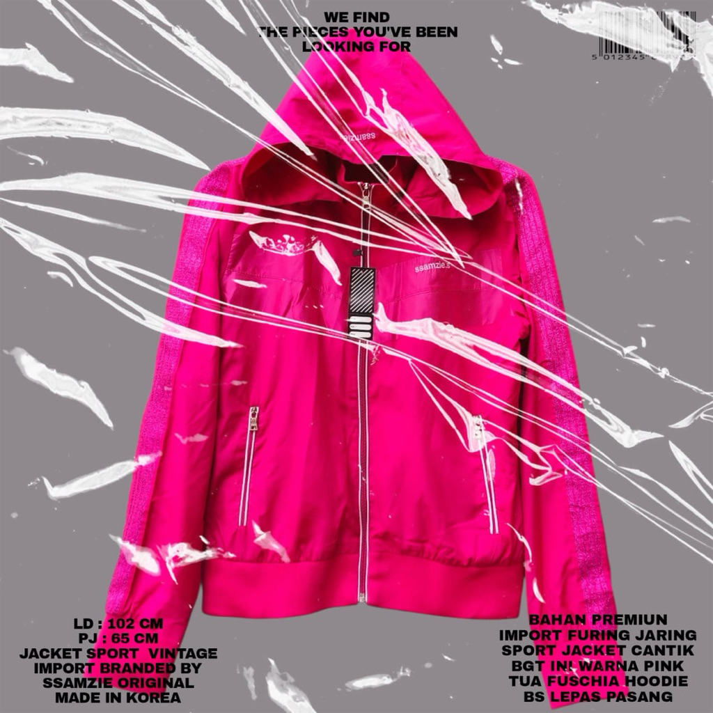 SSAMZIE ORIGINAL JACKET SPORT PINK FUSCHIA KOREAN LOOK KOREAN STYLE