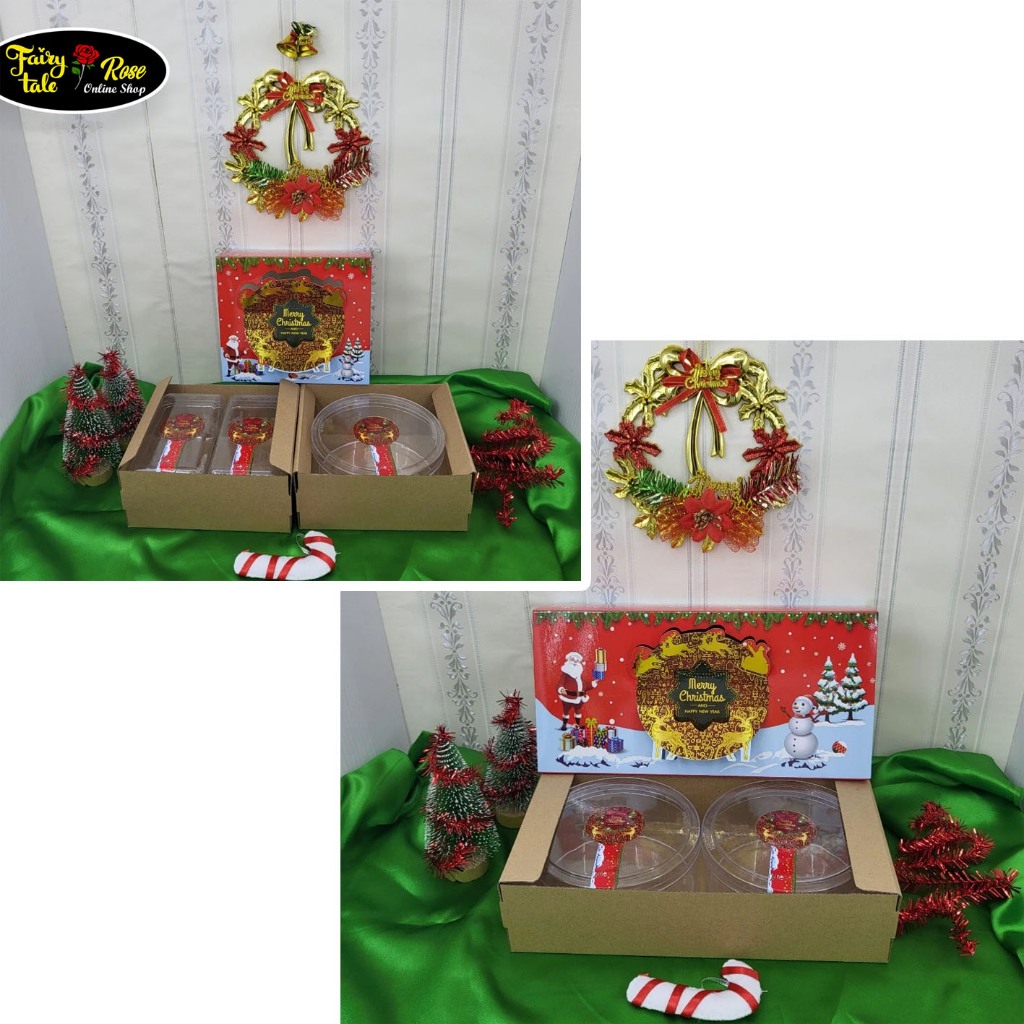 Box PREMIUM Hampers Natal Warna Merah 1 atau 2 Toples 500gr - Dus Natal Christmas