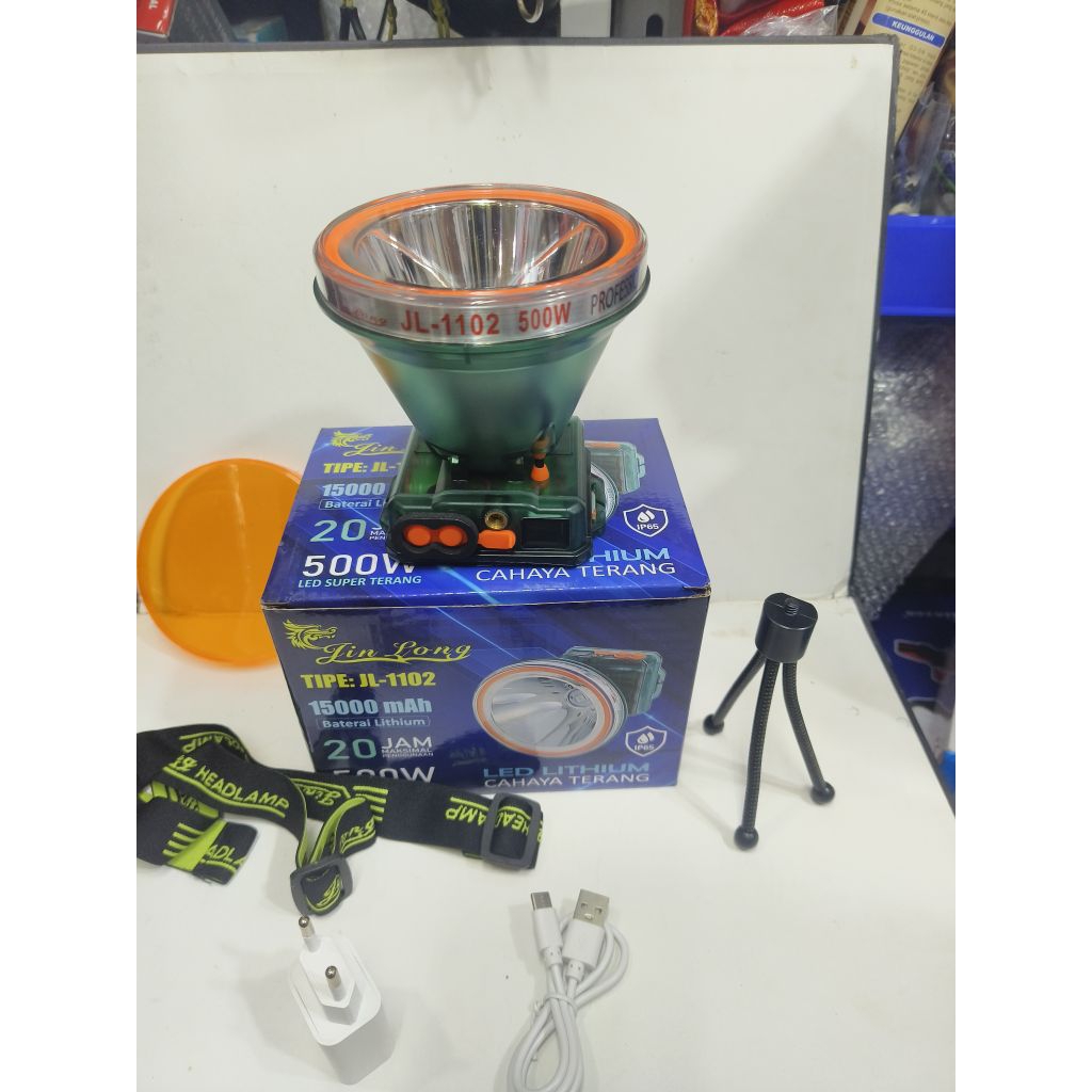 JinLong JL-1102 Senter Kepala 500W / Headlamp Jumbo JinLong LED Super Cahaya Terang 500W