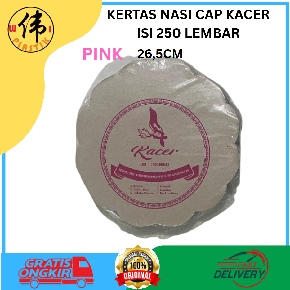 kertas nasi bunga pink untuk tatakan piring isi sekitar 250 lembar