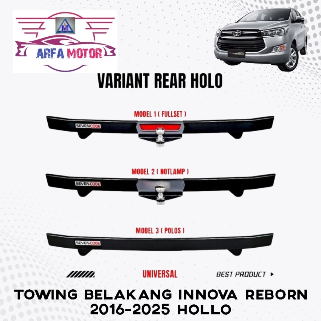 Towing Innova Reborn 2016 - 2025 Holo Besi Sevencode Bumper Belakang Innova Reborn Pengaman Bemper