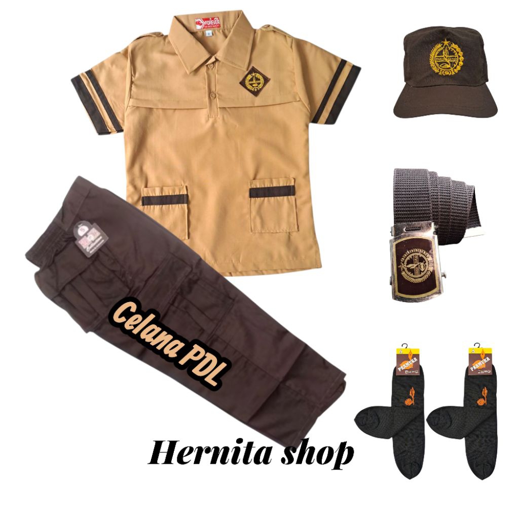 set lengkap seragam Pramuka siaga baju pendek list celana PDL Pramuka panjang