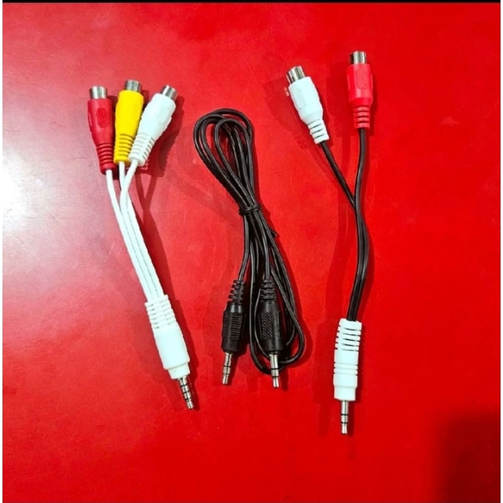 KABEL / SAMBUNGAN AUDIO JACK 3.5 TO FEMALE RCA ORIGINAL POLYTRON Speaker