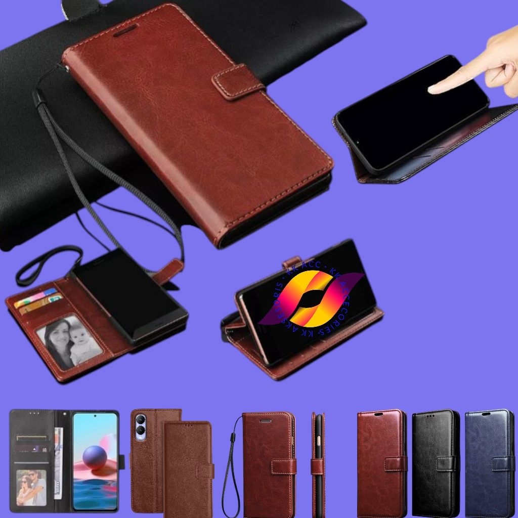 KK-01 Flip Cover Leather Case Dompet Xiaomi Redmi Note 3 4 4X 5 5A 6 7 8 9 10 11 12 13 14 Pro Plus 5