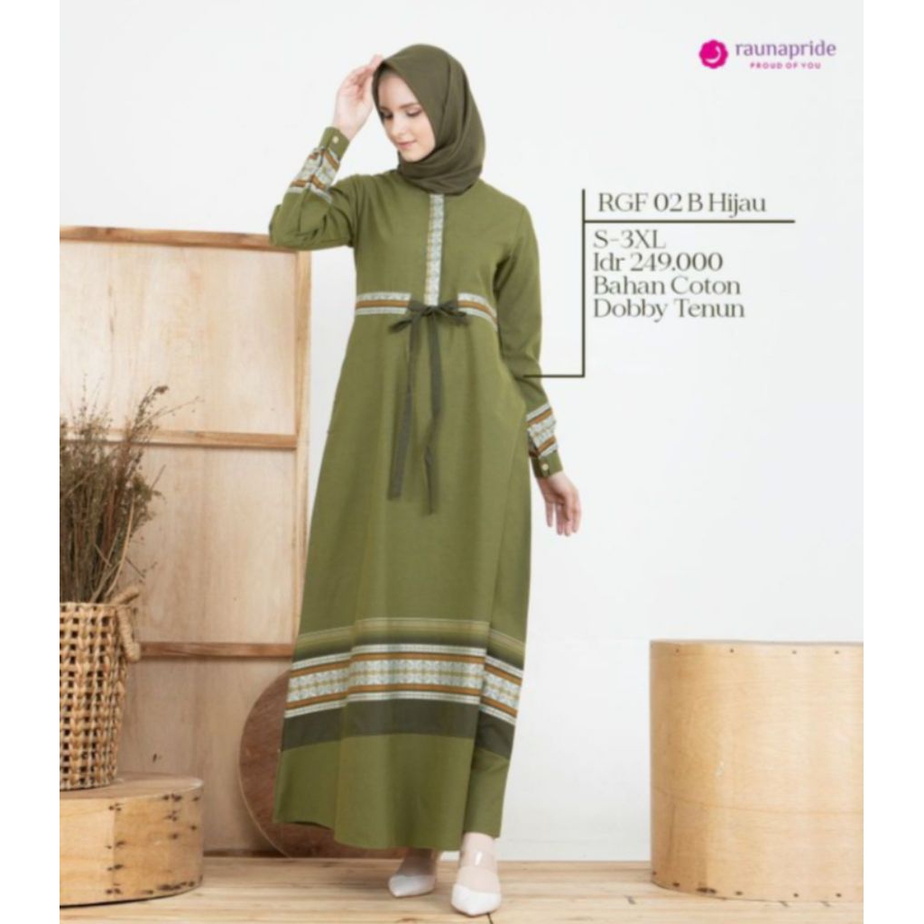 Gamis Dress Rauna, RGF 02 Hijau