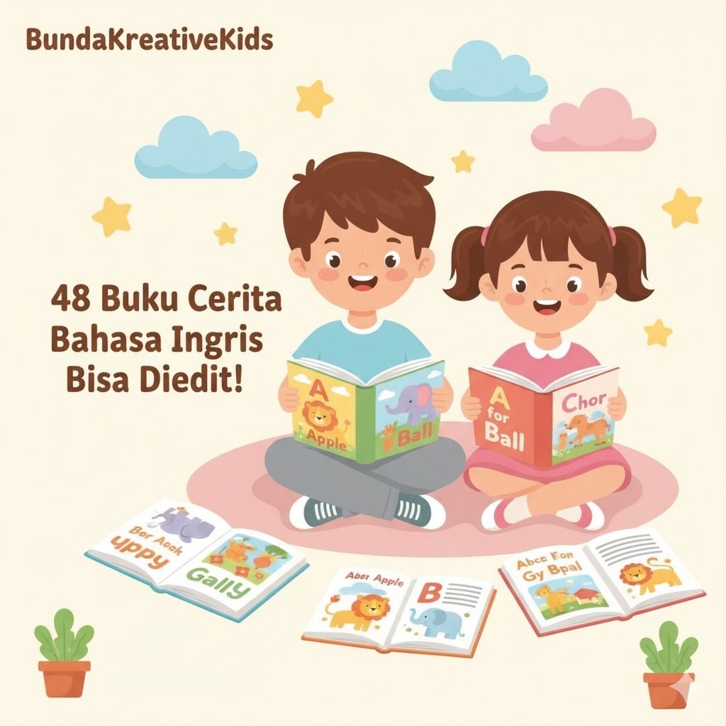 48 Buku Cerita Bahasa Inggris Anak — Bisa Diedit Sesuai Kebutuhan (file digital/pdf)