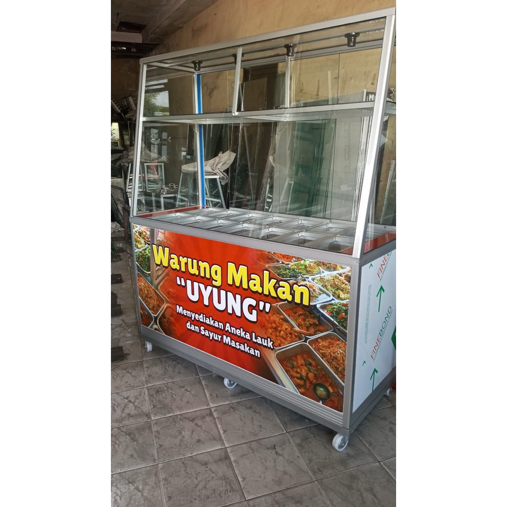 etalase gerobak model bain marie prasmanan resto / kantin modern