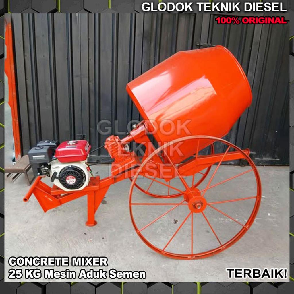 Mesin Molen Aduk Cor Semen 25 KG + Penggerak Bensin GX 200 Mini Concrete Mixer Machine Beton Kokoh O