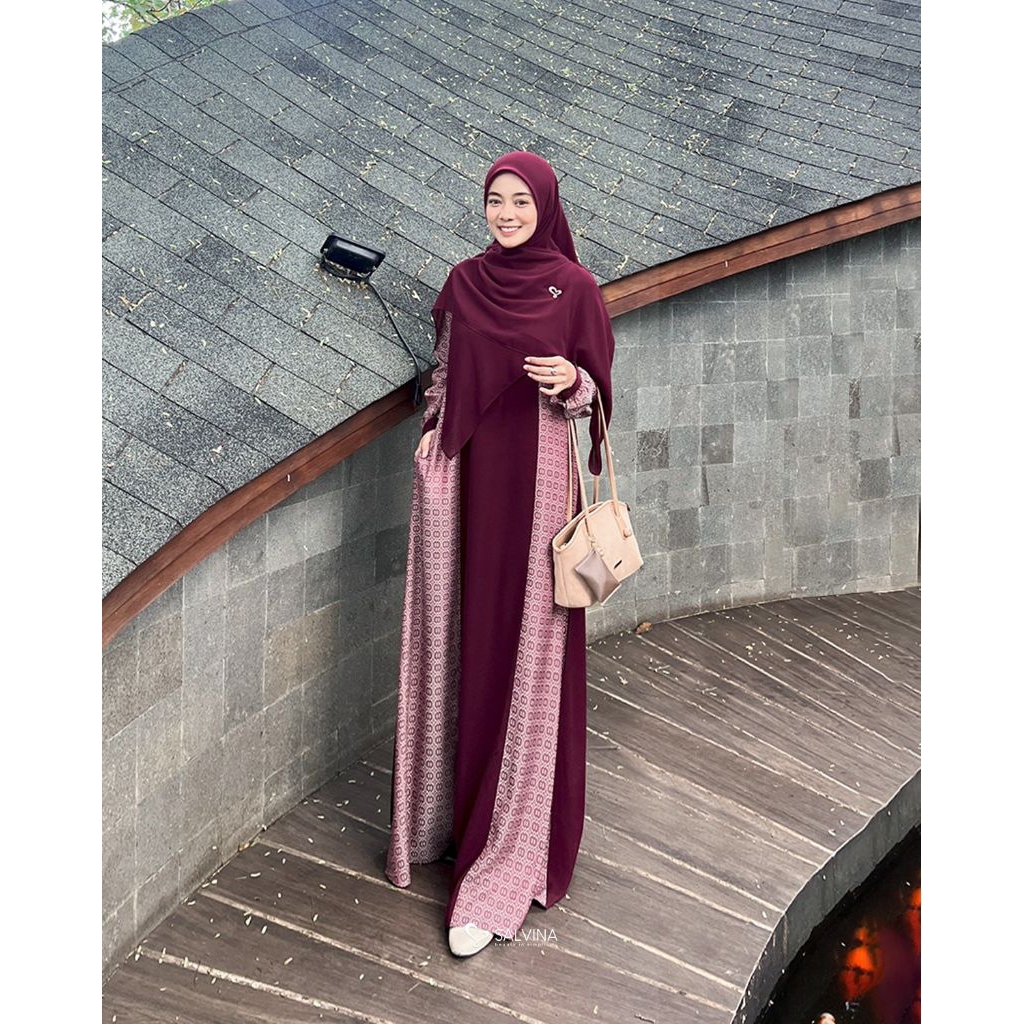 SALVINA Keisya Dress (tanpa jilbab) / Gamis daily /Gamis cantik / Gamis motif