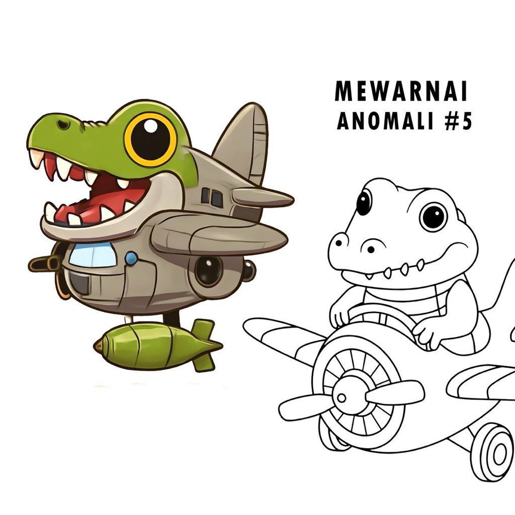 15 Lembar A5 | Kertas Mewarnai Tema Anomali #5, Anomali Italian Brainrots | 15 Kertas gambar berbeda