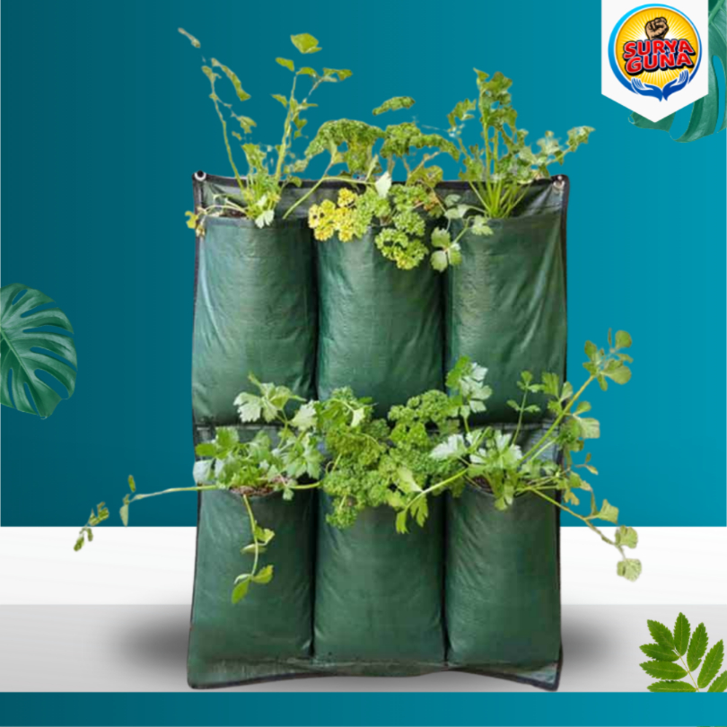 Vertical Wall Planter Bag Planter Bag Dinding 6 Kantong Easy Grow