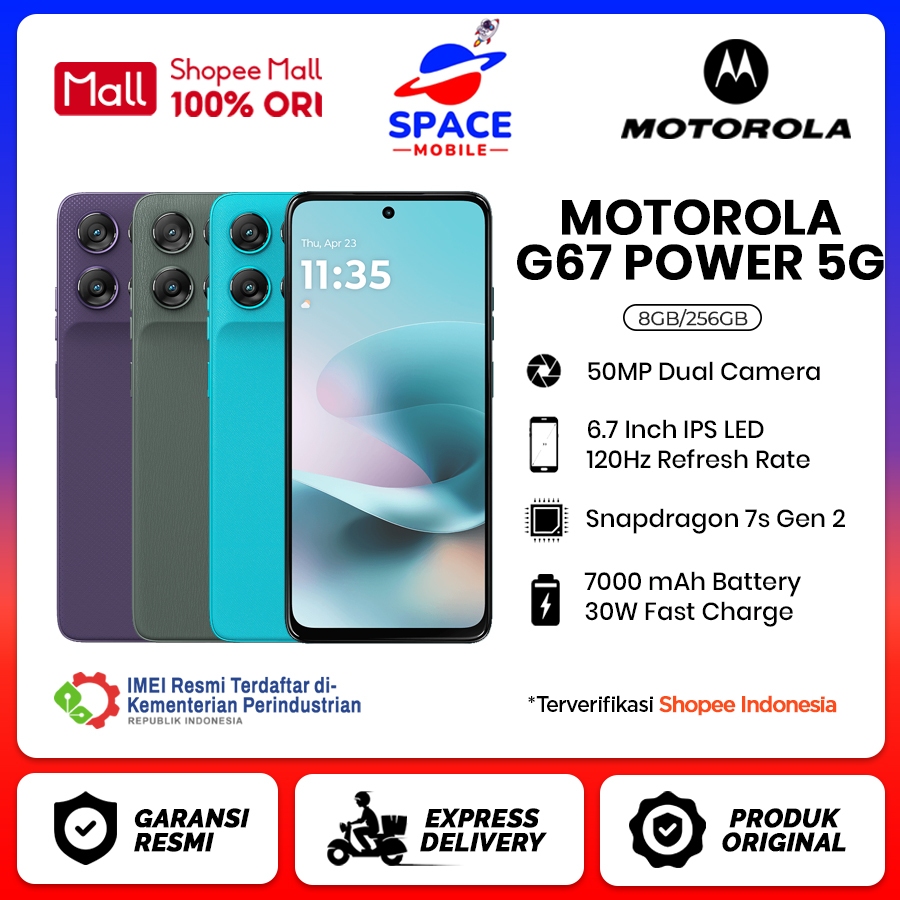 Motorola Moto G67 [8GB+256GB] - Garansi Resmi 1 Tahun
