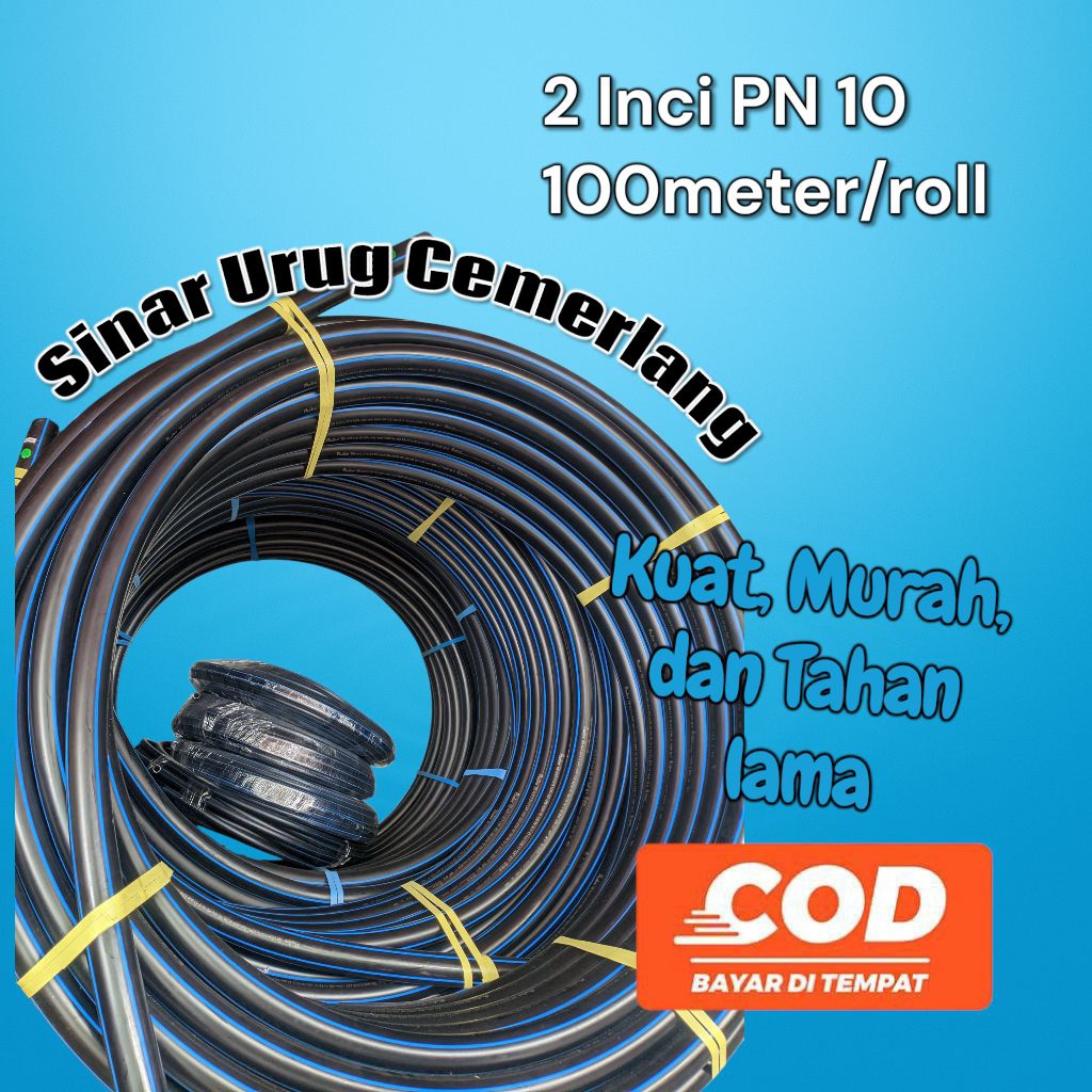 Selang Air Bersih HDPE 2 Inch PN10 Panjang 100meter/gulung