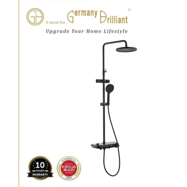 Germany Brilliant Luxury Shower Set GBV1888B GBV 1888 B Hitam dan Chrome