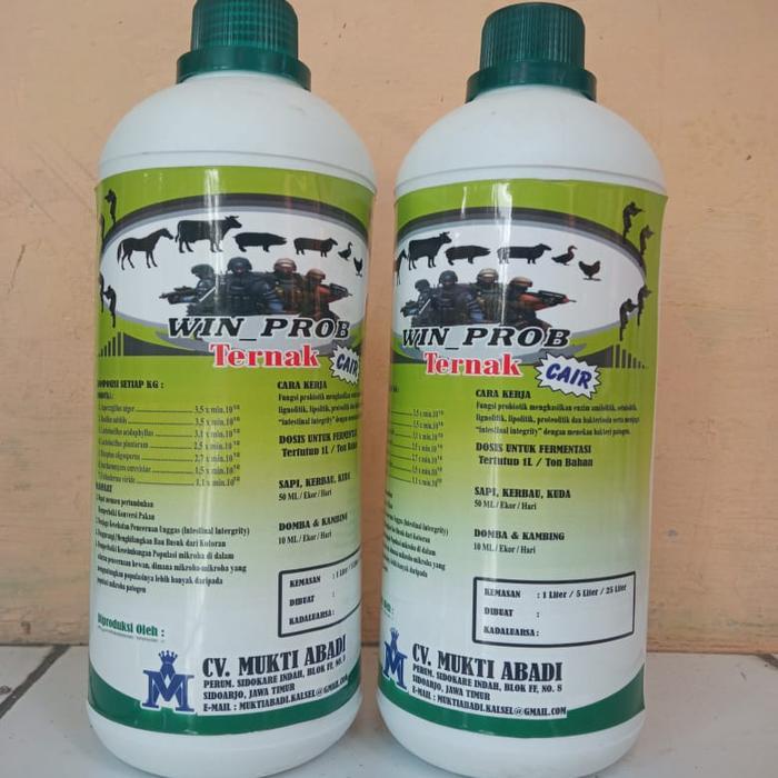 PREMIX - WIN PROB TERNAK CAIR 1 LITER - Probiotik Cair untuk Fermentasi Pakan Ternak Sapi Kambing Do