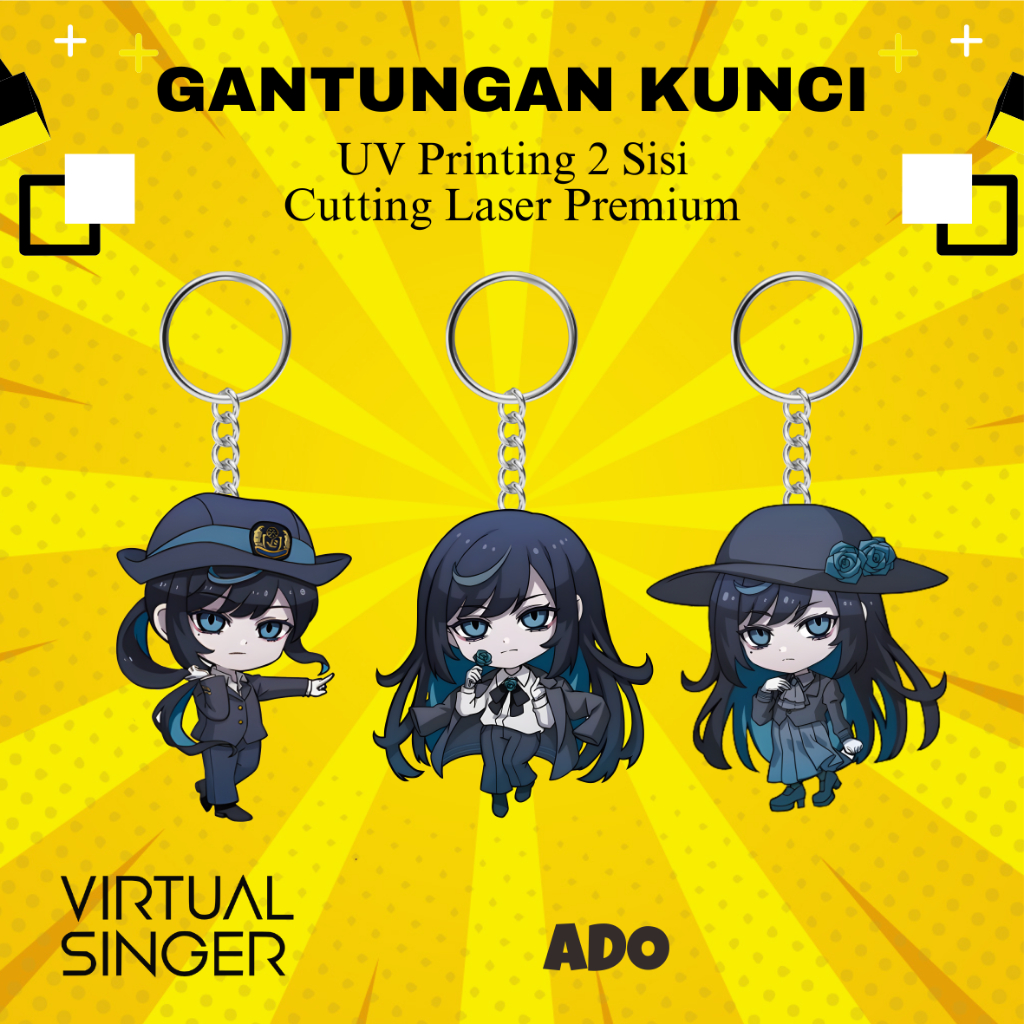 Gantungan Kunci Ado Virtual singer | Ganci Akrilik UV 2 Sisi Cutting laser | Keychain Merch band vir