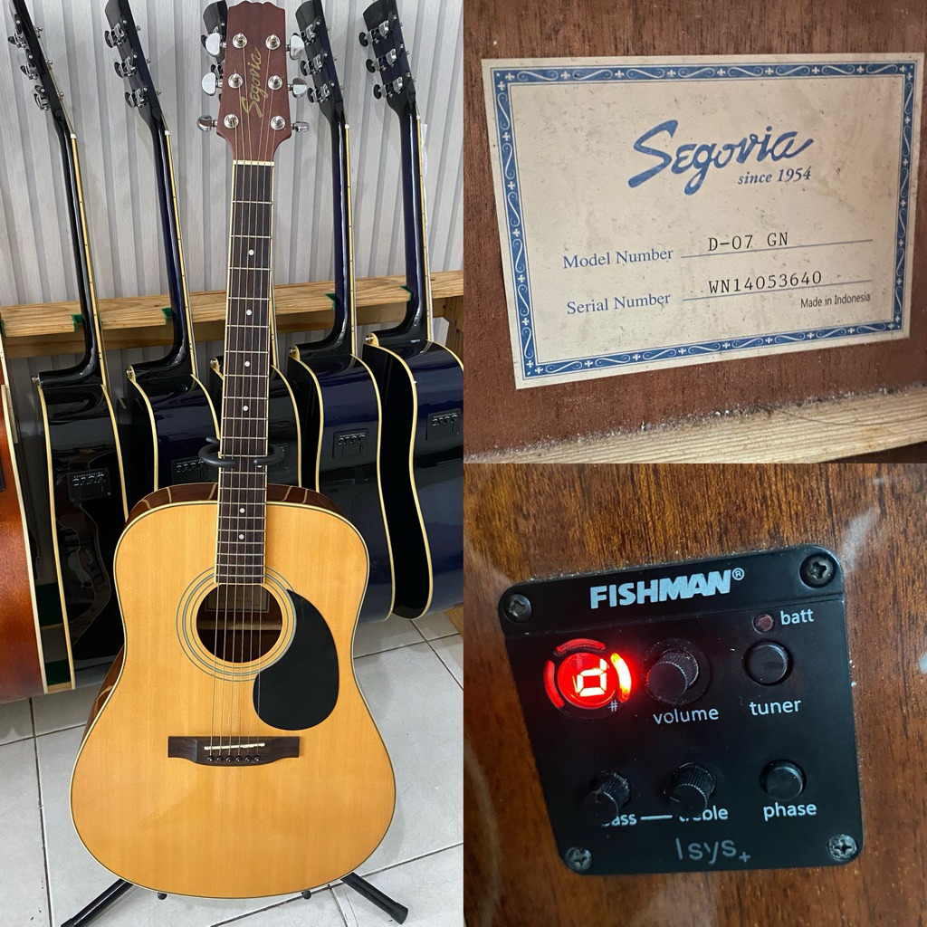 Gitar Akustik Elektrik Segovia D-07 GN Original SECOND Preamp Fishman Isys+ Built In Tuner Akustik L