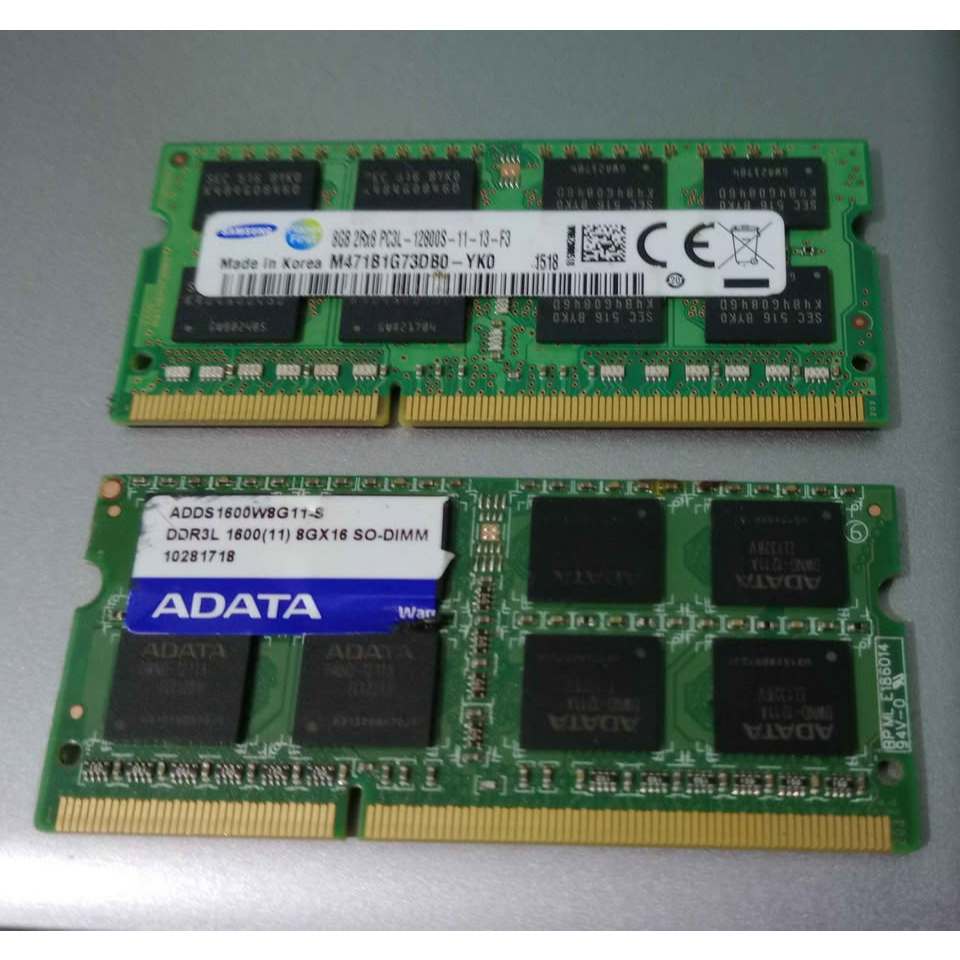 Ram laptop sodimm ddr3l 8gb 12800 merk samsung dan ADATA