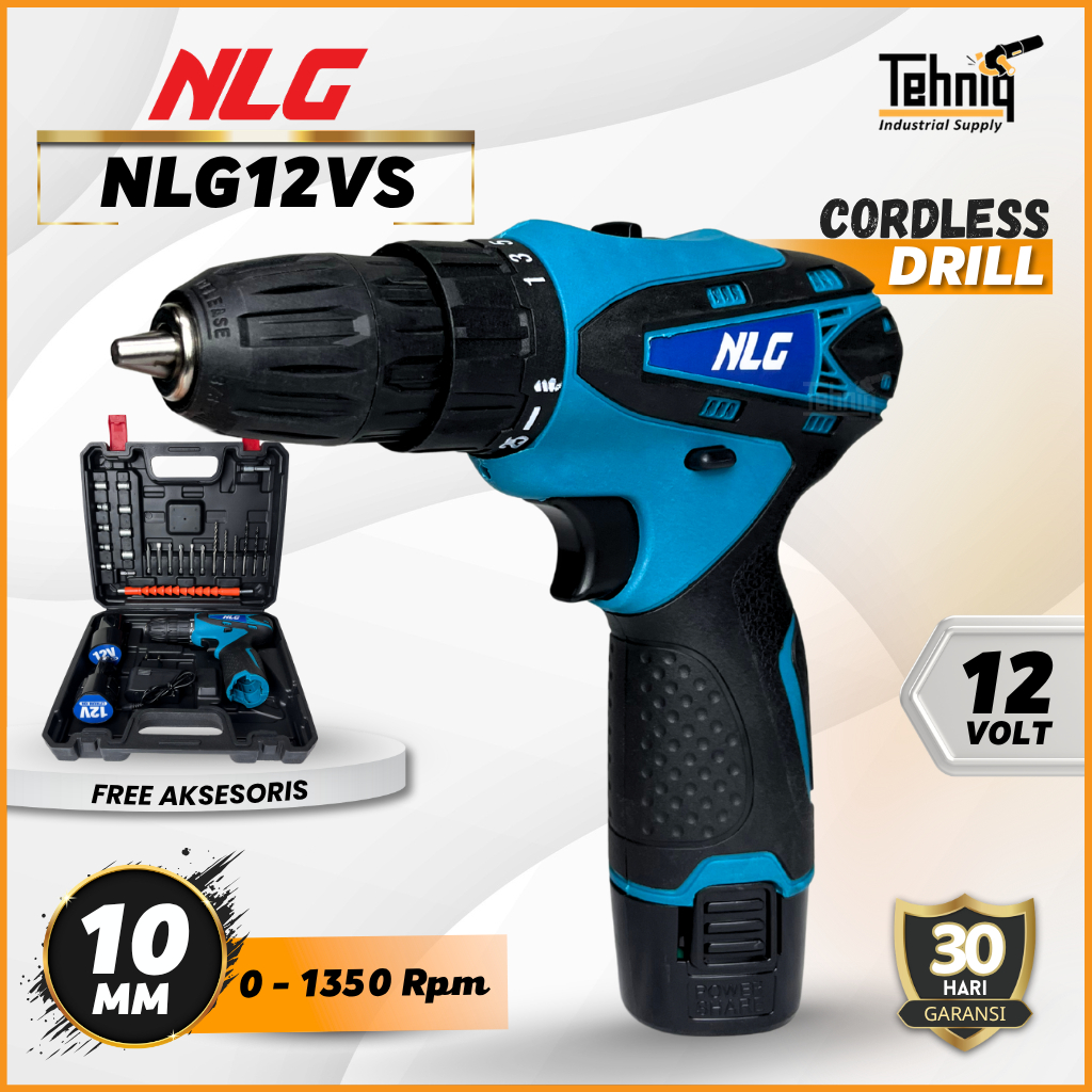 NLG 12VS Mesin Bor Tangan Baterai Tanpa Kabel Hand Drill Cordless Rechargeable 12 Volt