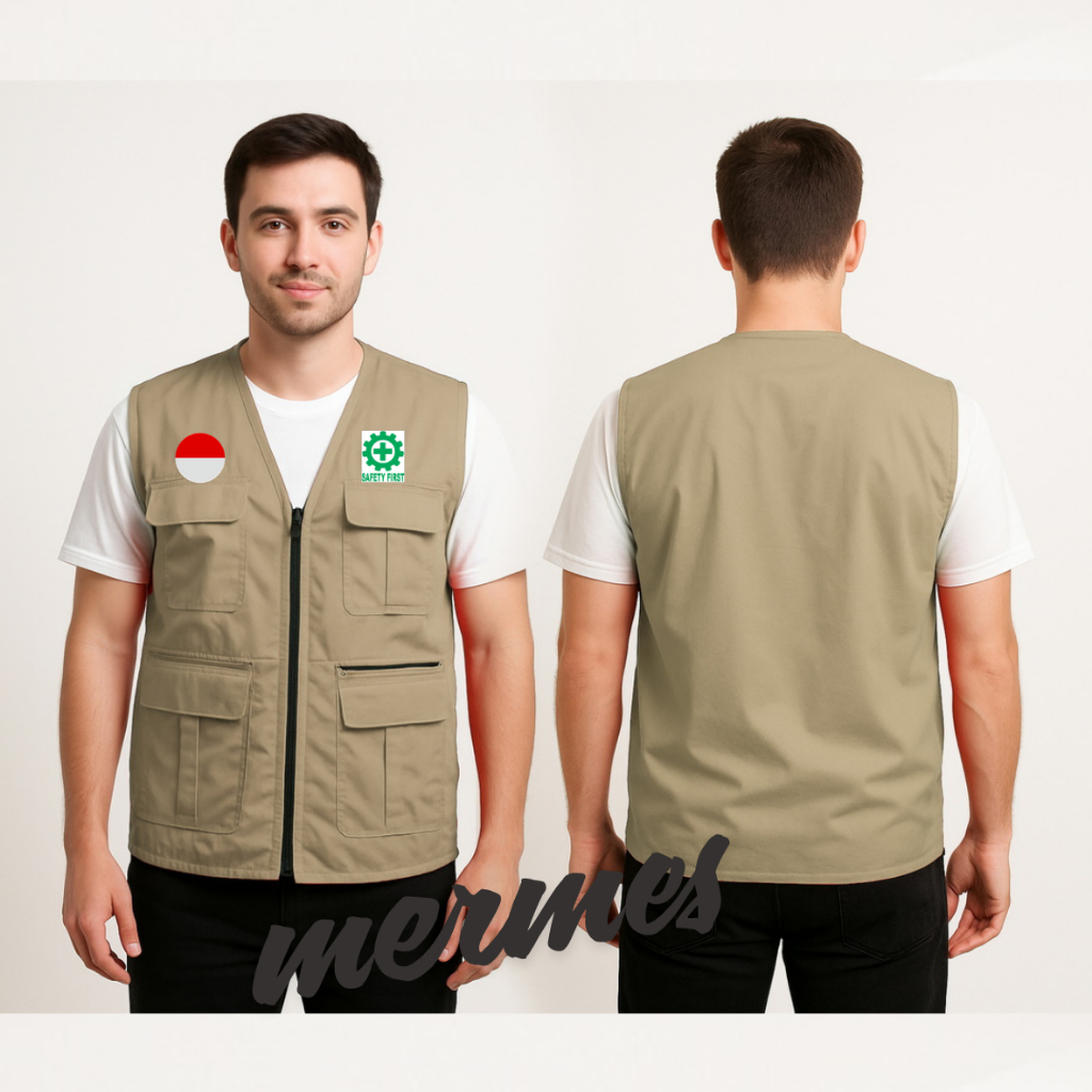 TERJAMIN  Rompi Safety Proyek Tebal 5 Kantong Nyaman Size S-5XL COD