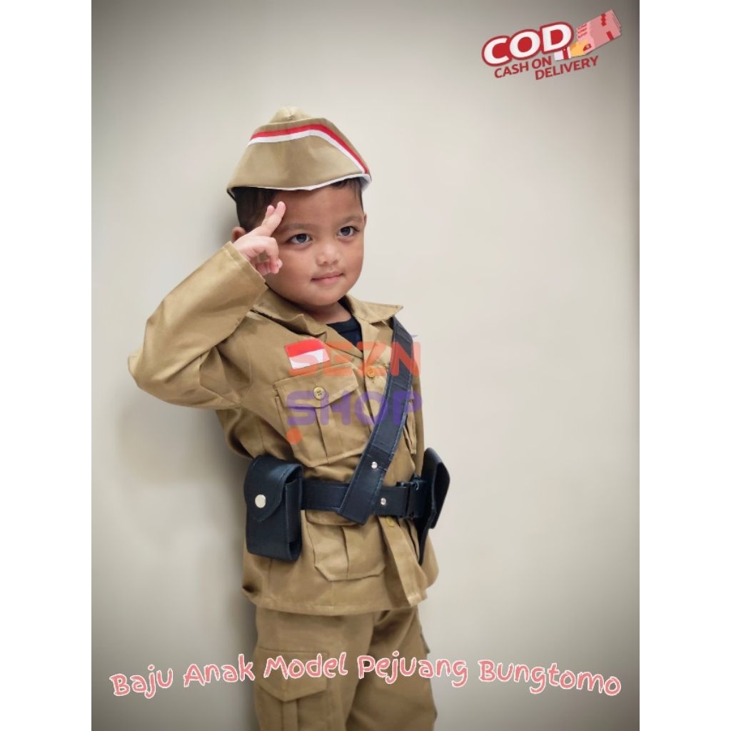 BAJU PEJUANG ANAK PUTRA LENGKAP DENGAN SABUK DAN TOPI