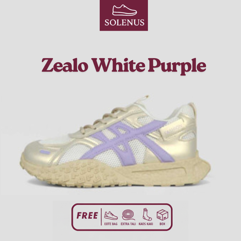 Sepatu Sneakers Wanita Korean Import Fashion Casual Shoes Zealo White Purple