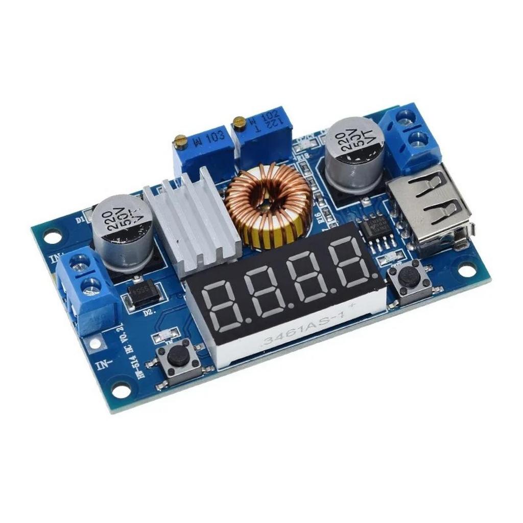 XL4015 USB DC-DC Step Down Buck Converter CC CV Adjustable 4-38V 5A 75W with Voltmeter Display