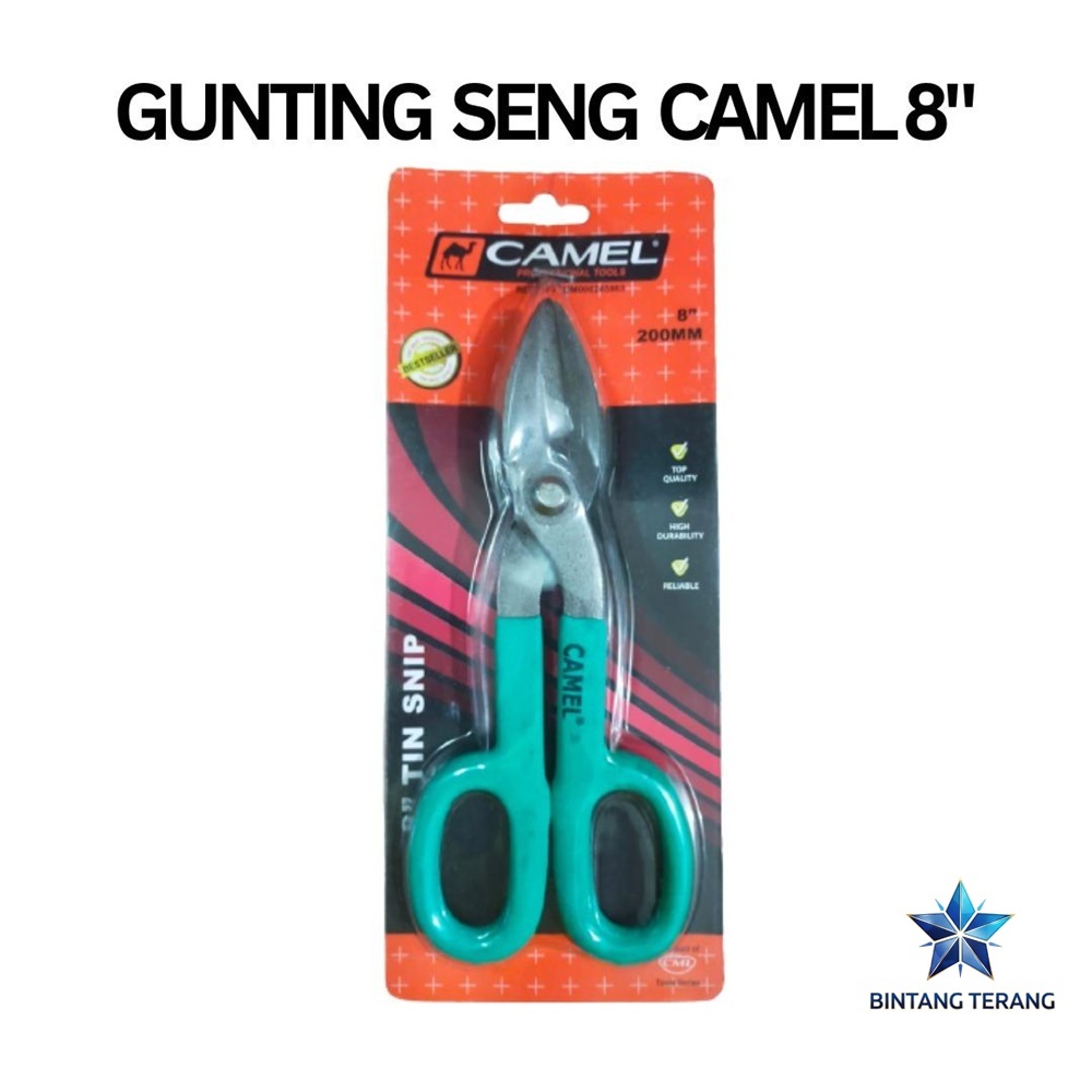 Gunting Seng Plat CAMEL 8" Inch / Gunting Baja Pemotong Karpet Aluminium Tin Snip Hollow 8 Inci BTS