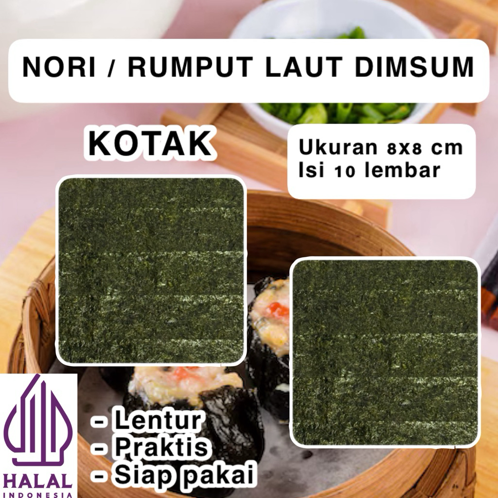 Kulit Nori Dimsum | Kulit Dimsum Rumput Laut Kotak 8 cm Halal Praktis