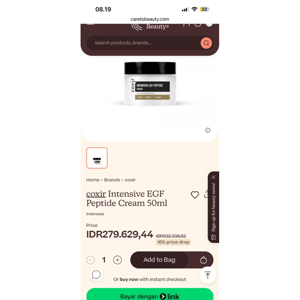 COXIR INTENSIVE EGF PEPTIDE CREAM | SERUM MENCERAHKAN KULIT