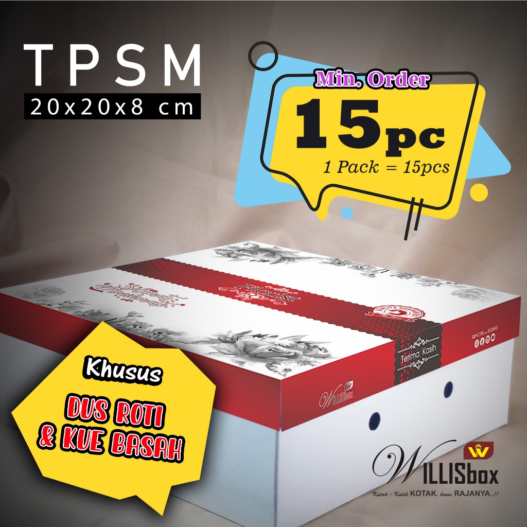 Box Nasi Kotak 20x20x8 TPSM (Motif) / Kotak Nasi Kekinian, Kotak Kue, Kotak Ayam Bakar, Catering Box