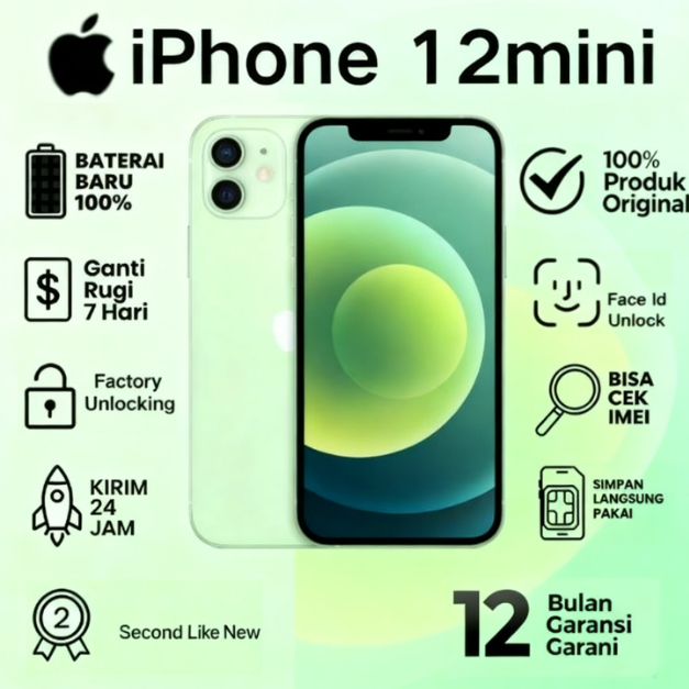 IPHONE12 mini 64GB 128GB All operator Mulus No Recondno Refurbxr SECOND BAGUS KONDISI 99% LIKE NEW