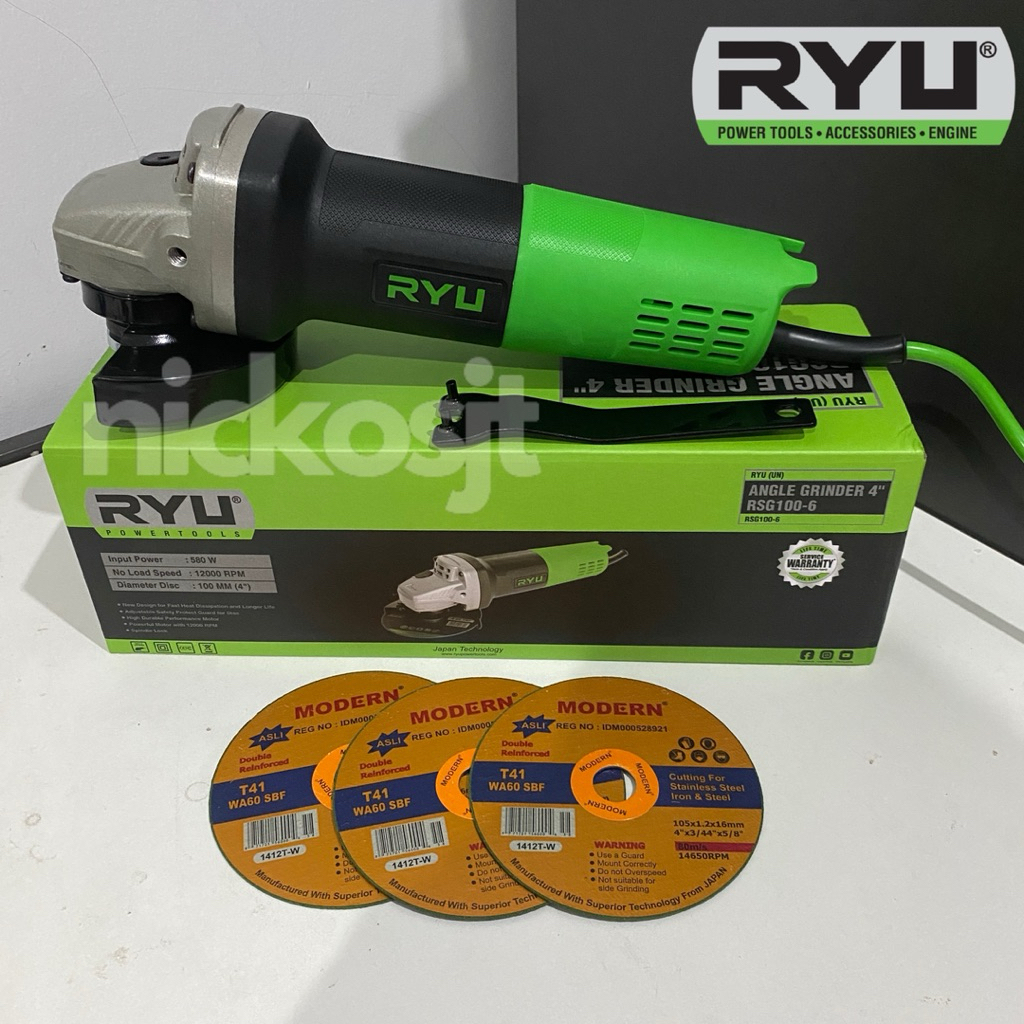 Gerinda Grenda Ryu RSG 100-6 RSG100 6 Gurinda Handlsep 4in Potong Besi Grinder RSG 100-3 RSG100 3 RS