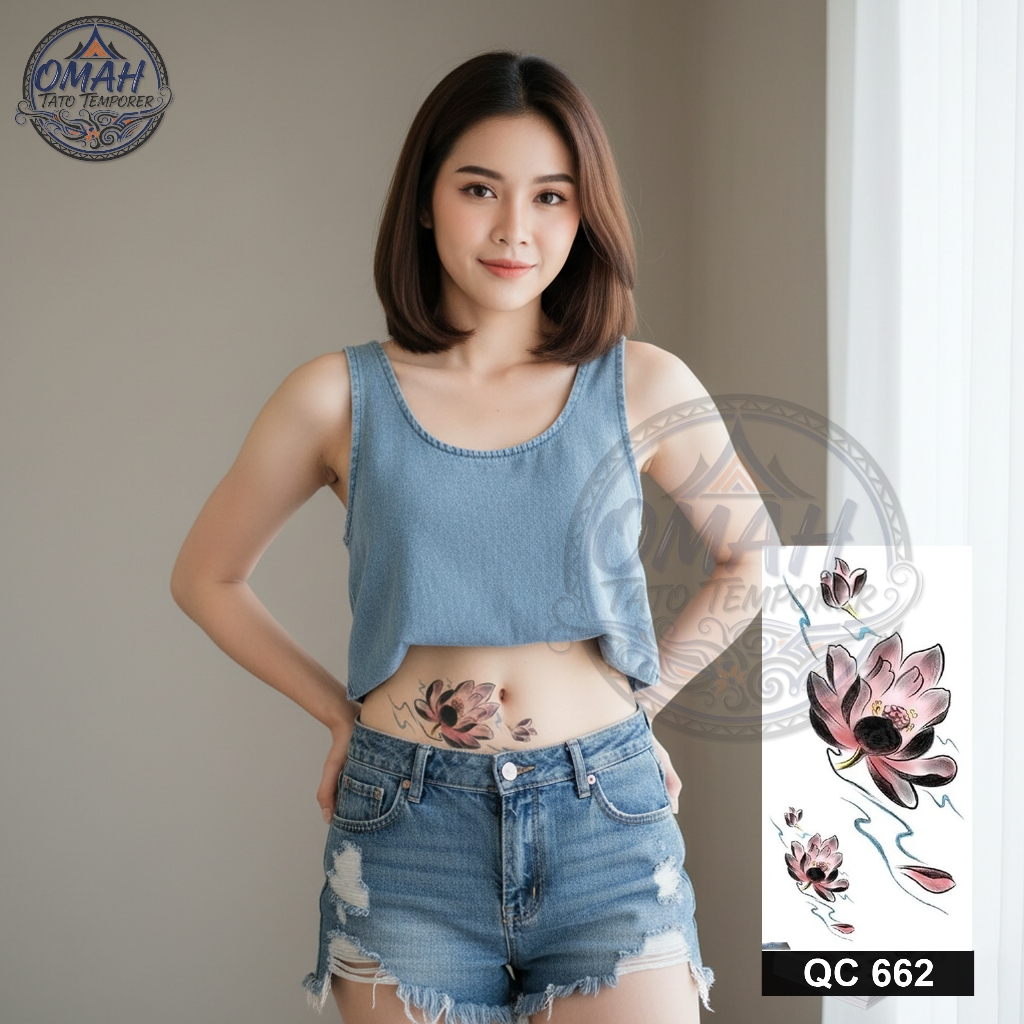QC 662 Tato Temporer Temporary Anti Air 3D Model Bunga Teratai Aesthetic