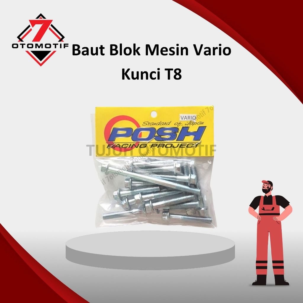 Baut Blok Mesin Vario 110 Techno Karbu Kunci T8