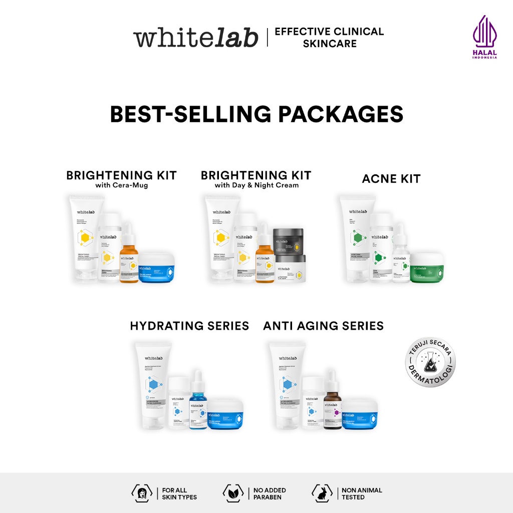 Whitelab Best-Selling Packages - Paket Wajah Brightening, Acne, Hydrating, Anti Aging