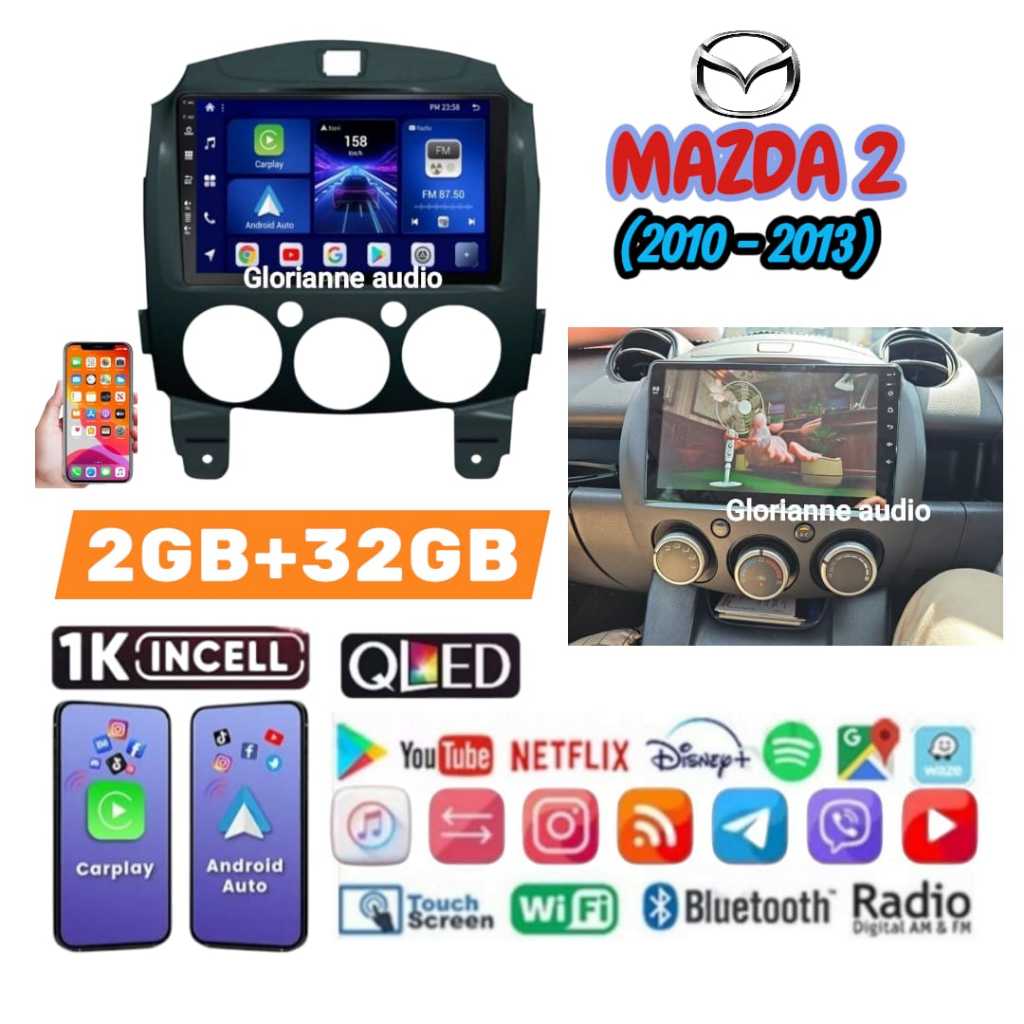 Head Unit Android Orca RAM 2/32GB  Mazda 2  2010 - 2013  9 inch